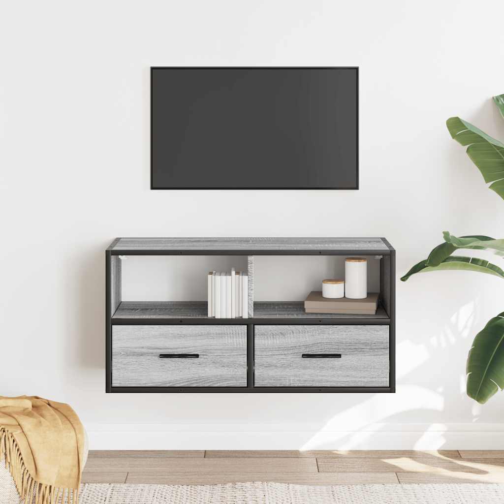 TV Cabinet Grey Sonoma 80x31x39.5 cm Engineered Wood and Metal