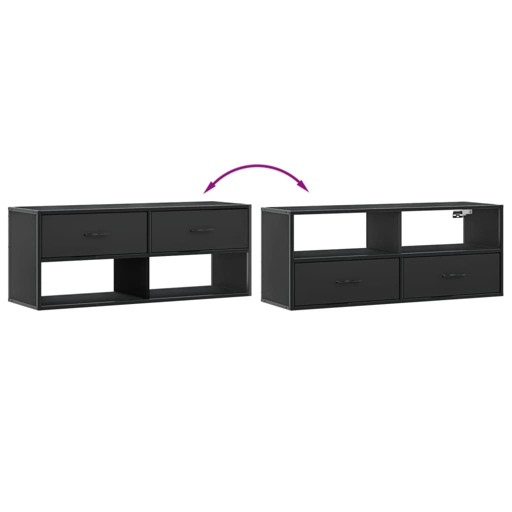 TV Cabinet Black 100x31x39.5 cm Engineered Wood and Metal