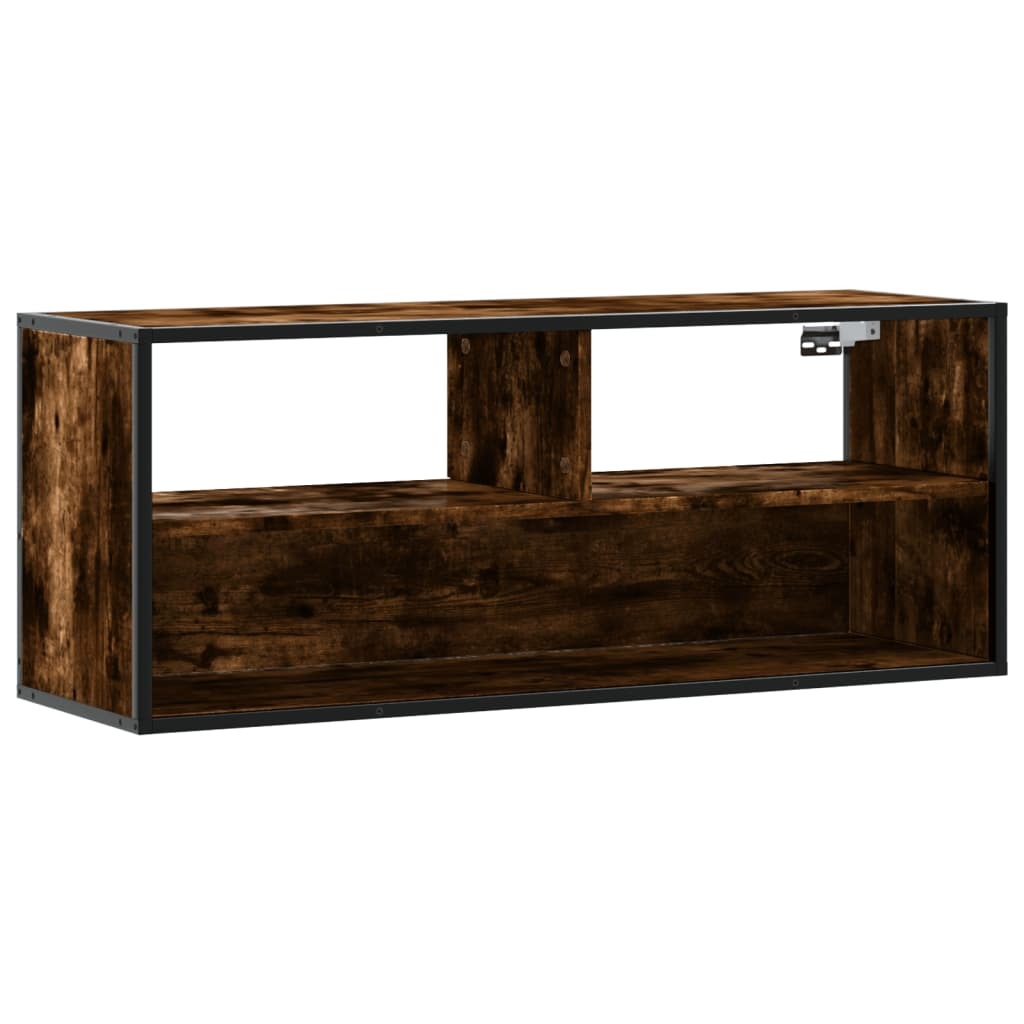 TV Cabinet Smoked Oak 100x31x39.5 cm Engineered Wood and Metal