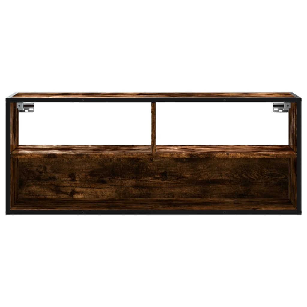 TV Cabinet Smoked Oak 100x31x39.5 cm Engineered Wood and Metal