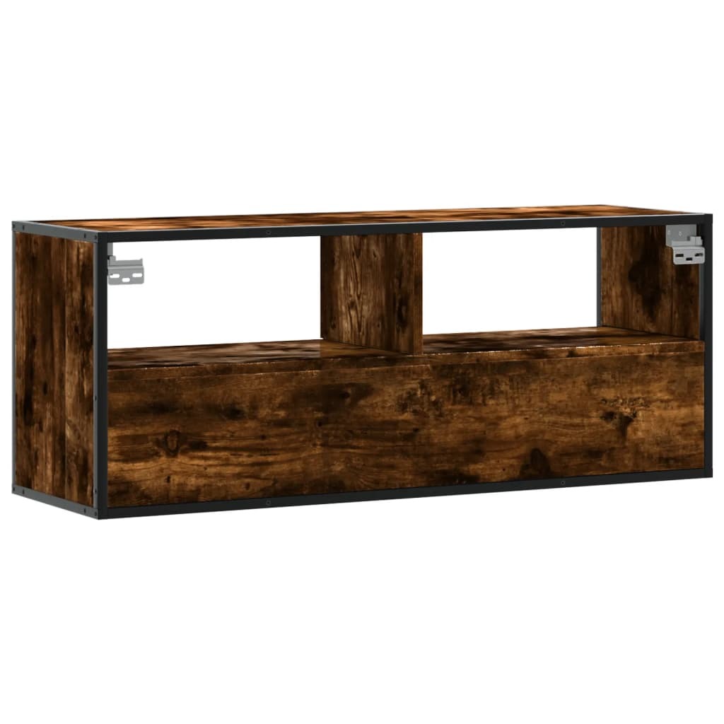 TV Cabinet Smoked Oak 100x31x39.5 cm Engineered Wood and Metal