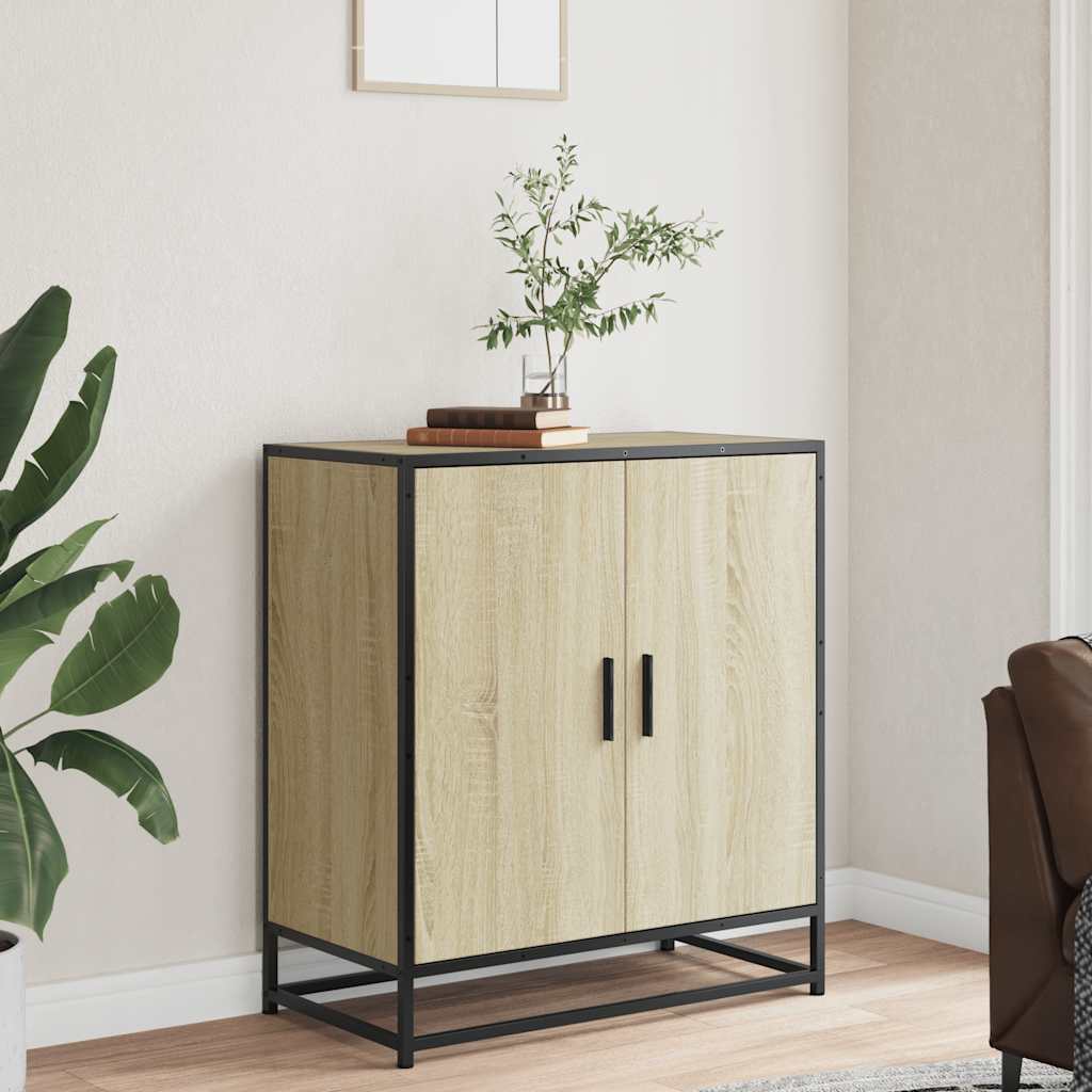 Sideboard Sonoma Oak 68x35x76 cm Engineered Wood and Metal