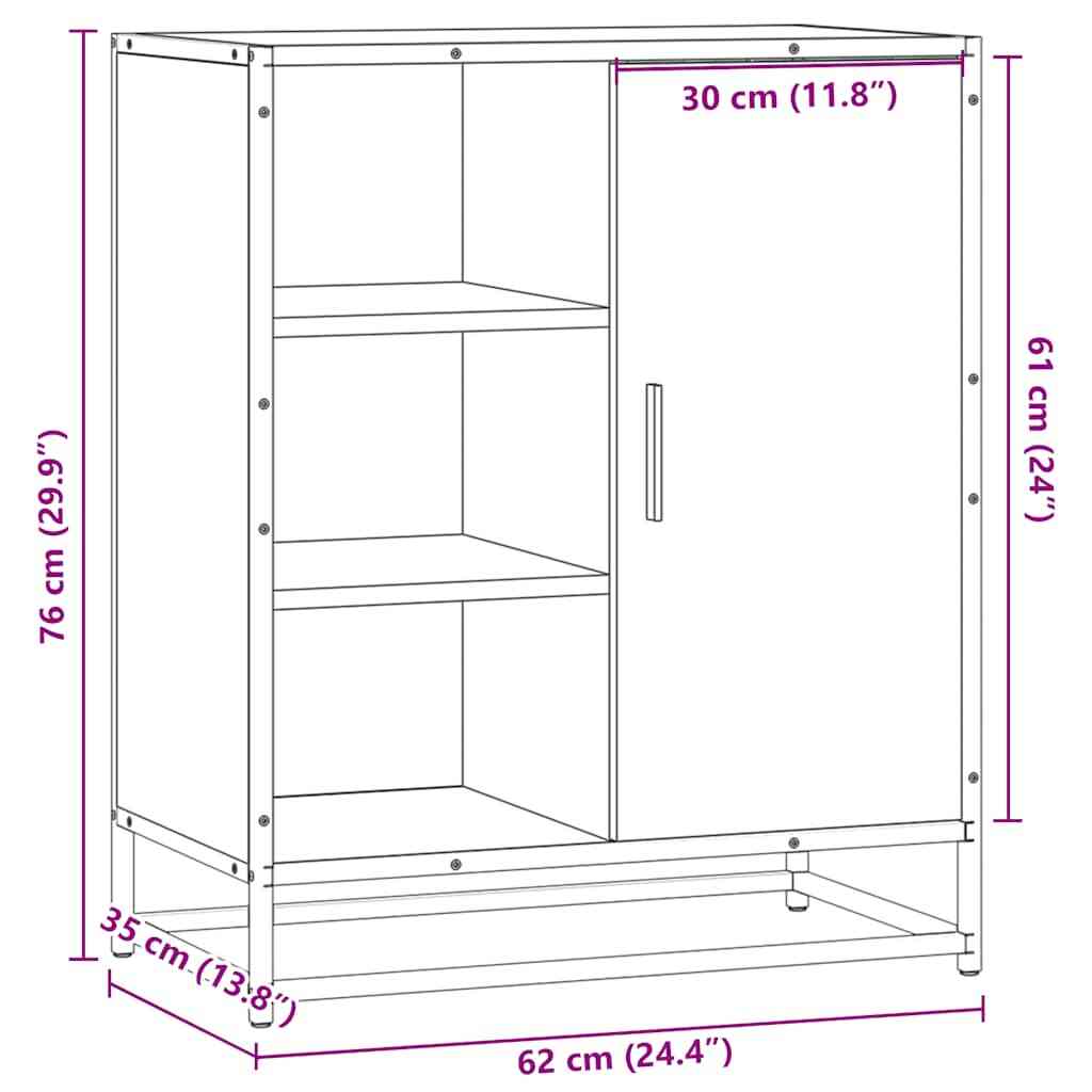 Sideboard Brown Oak 62x35x76 cm Engineered Wood
