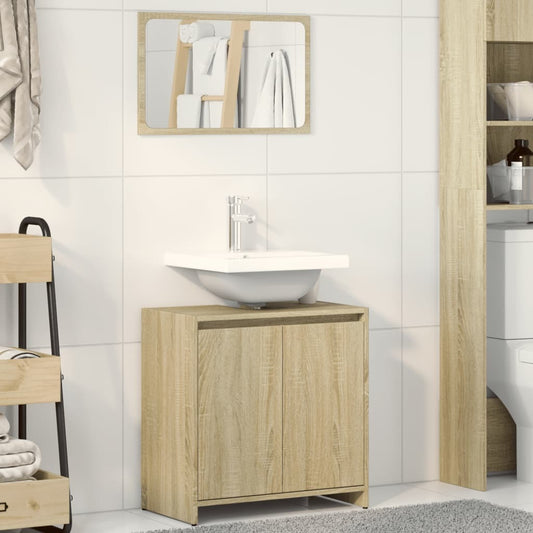 Bathroom Furniture Set Sonoma Oak Engineered Wood