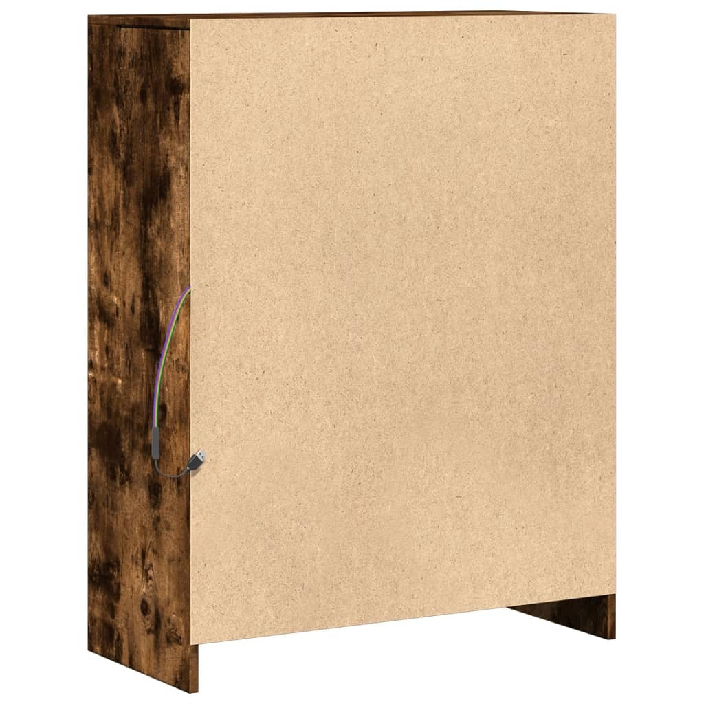 Sideboard with LED Smoked Oak 77x34x100 cm Engineered Wood