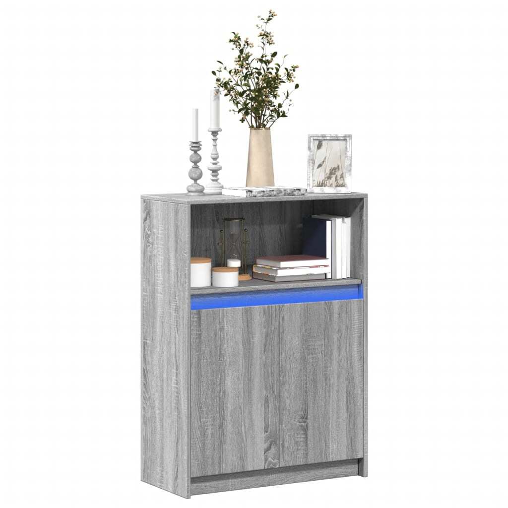 Sideboard with LED Grey Sonoma 72x34x100 cm Engineered Wood