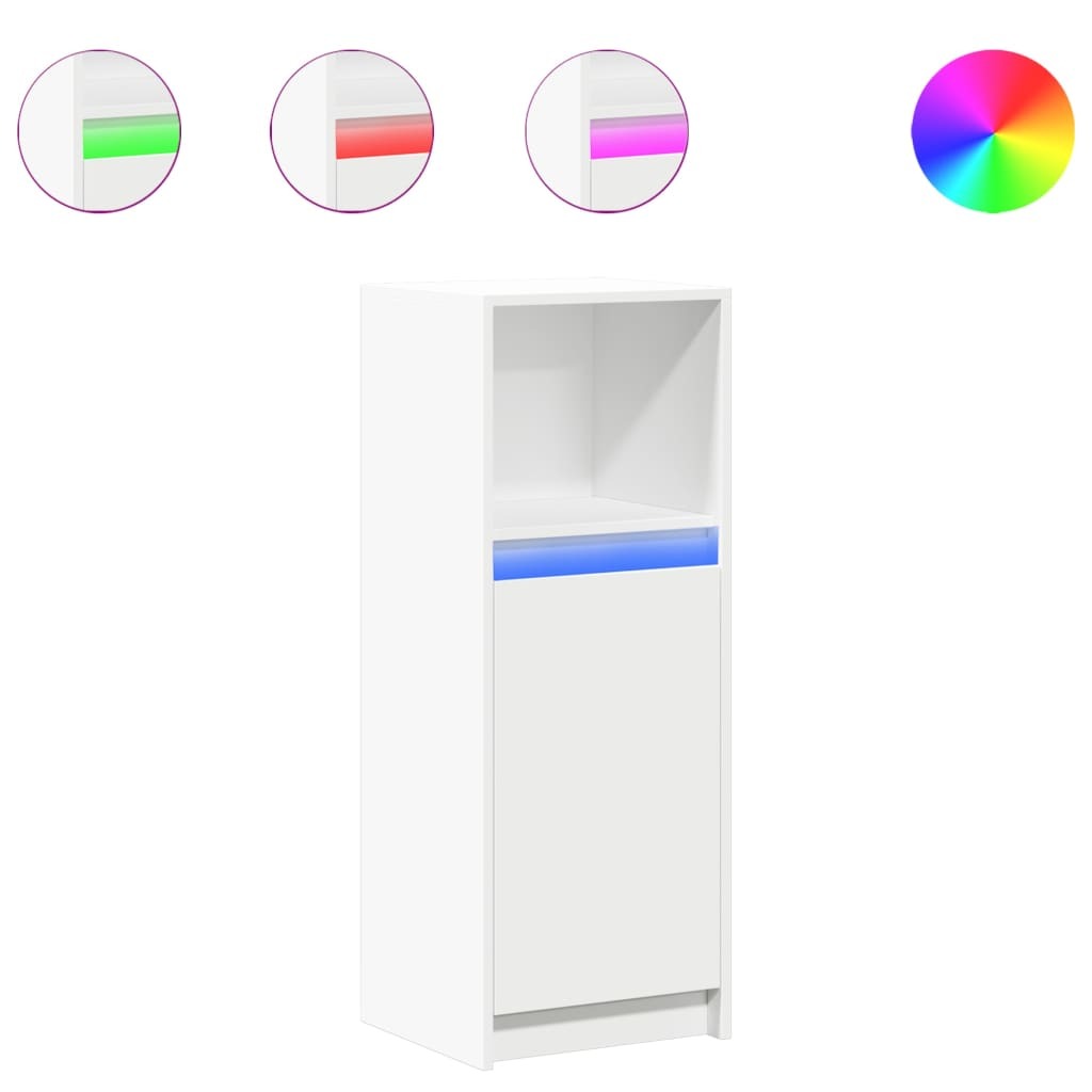 Sideboard with LED White 38x34x100 cm Engineered Wood