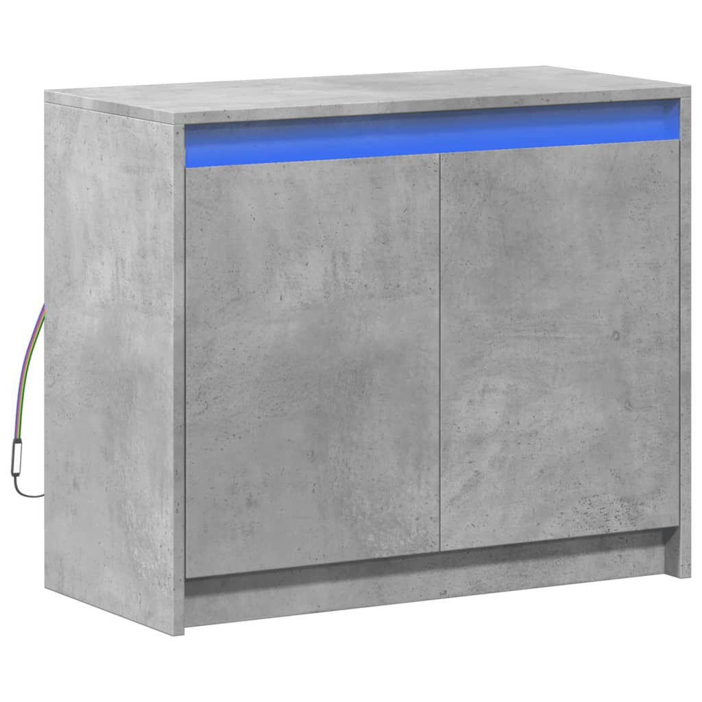 Sideboard with LED Concrete Grey 72x34x61 cm Engineered Wood