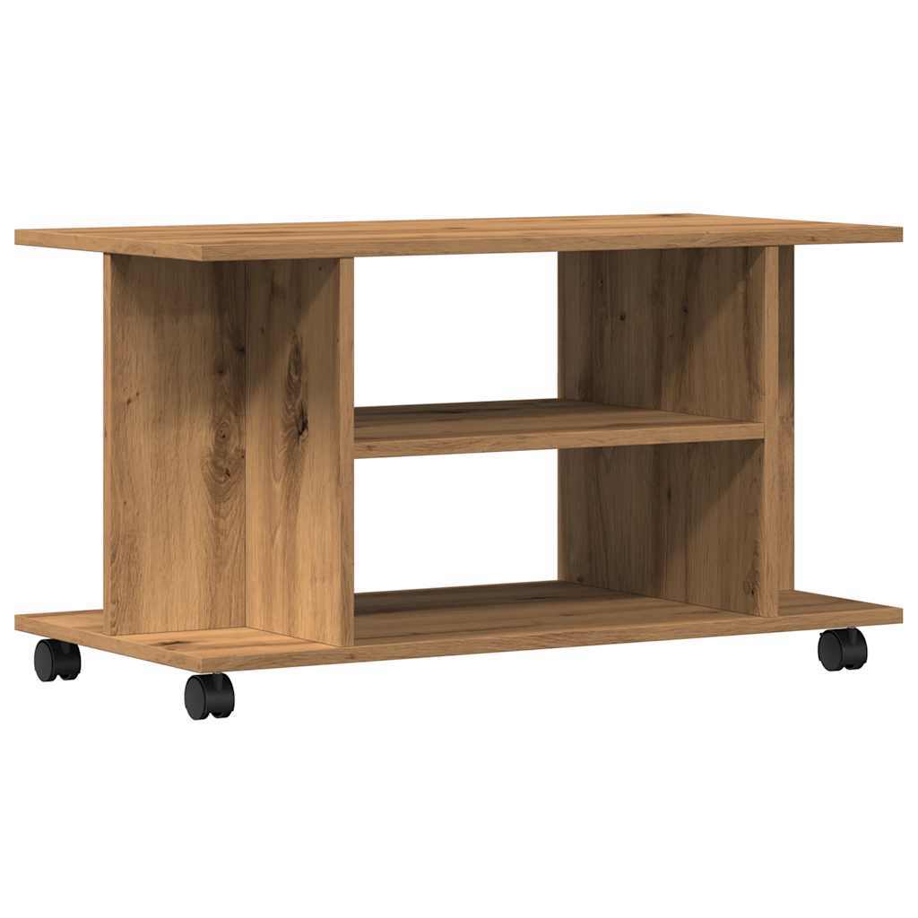 TV Cabinet with Castors Artisan Oak 80x40x45 cm Engineered Wood