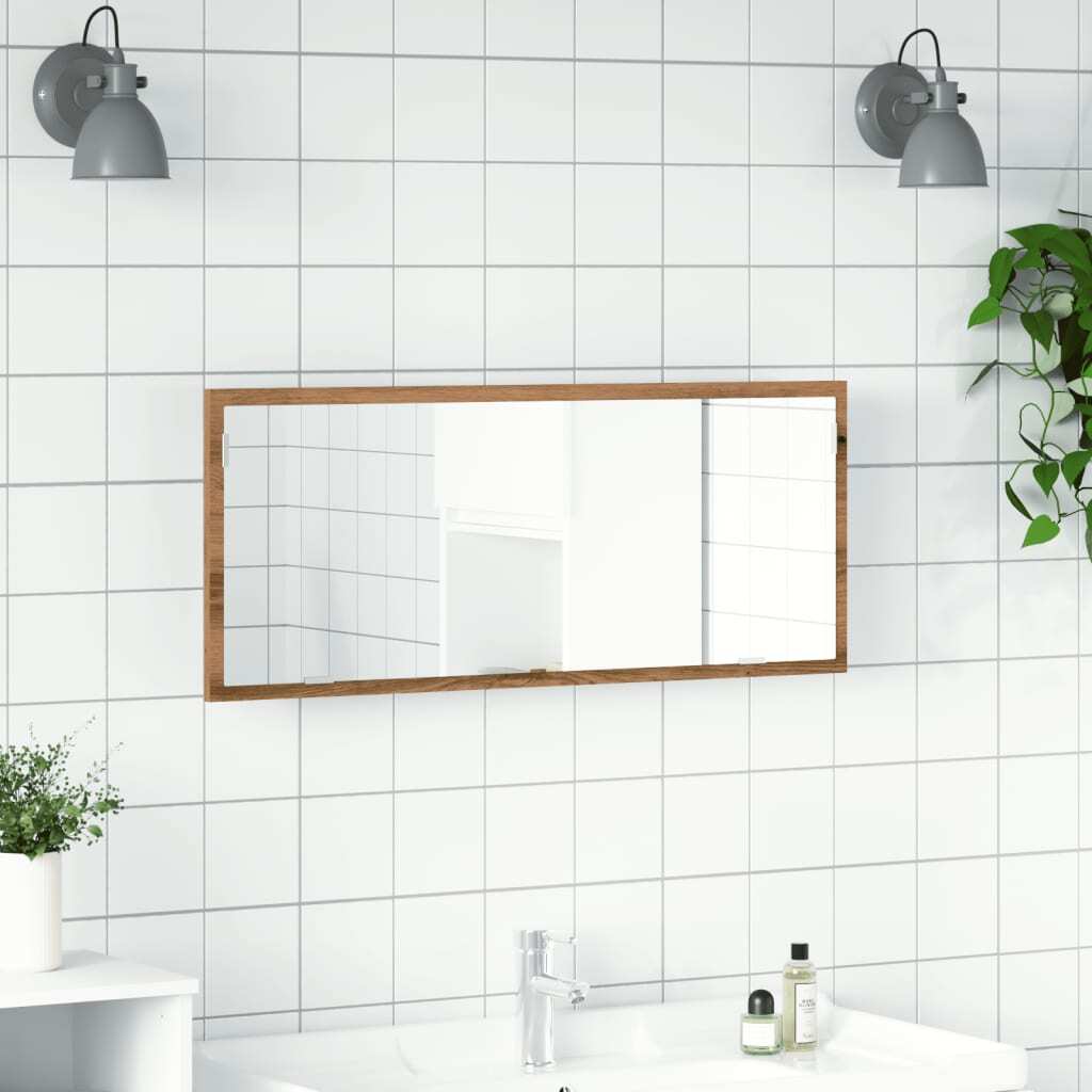 LED Bathroom Mirror Artisan Oak 100x8.5x37 cm Engineered Wood