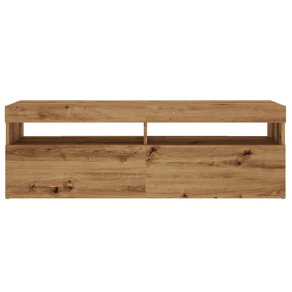 TV Cabinet with LED Lights Artisan Oak 120x35x40 cm Engineered Wood