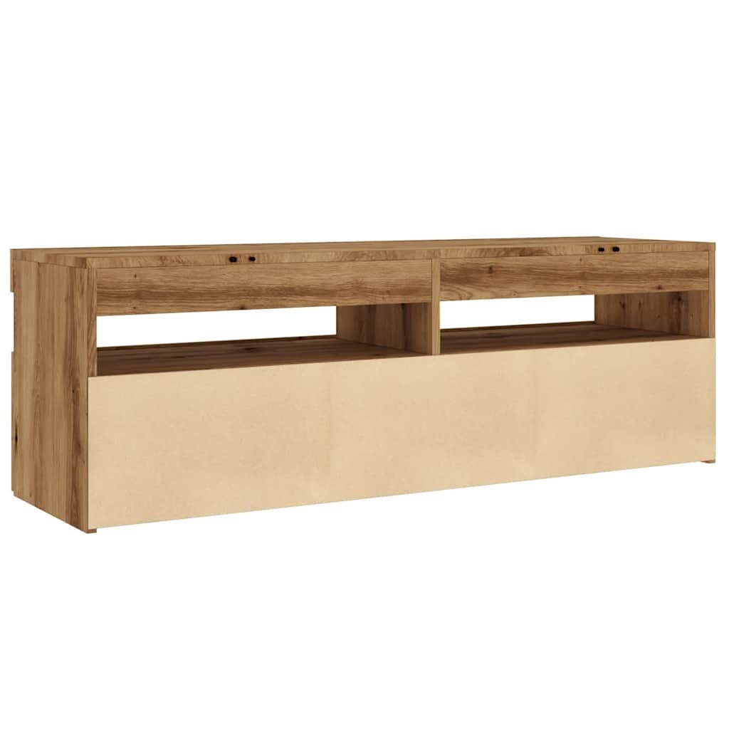 TV Cabinet with LED Lights Artisan Oak 120x35x40 cm Engineered Wood