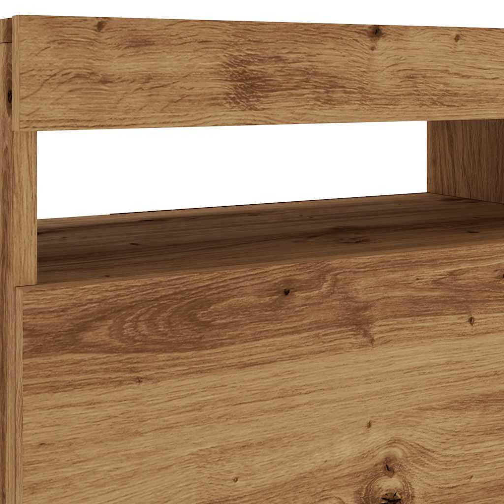TV Cabinet with LED Lights Artisan Oak 120x35x40 cm Engineered Wood