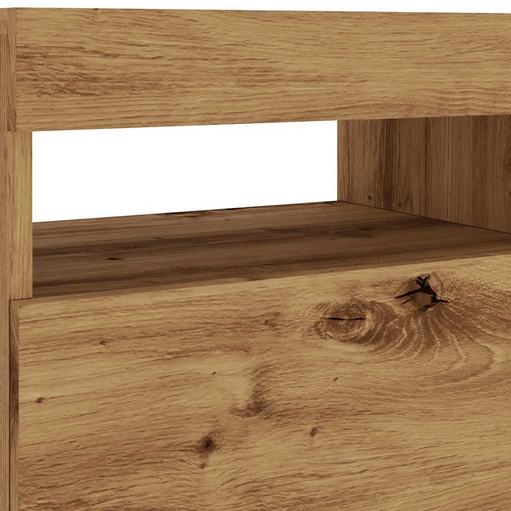 TV Cabinet with LED Lights Artisan Oak 90x35x40 cm Engineered Wood