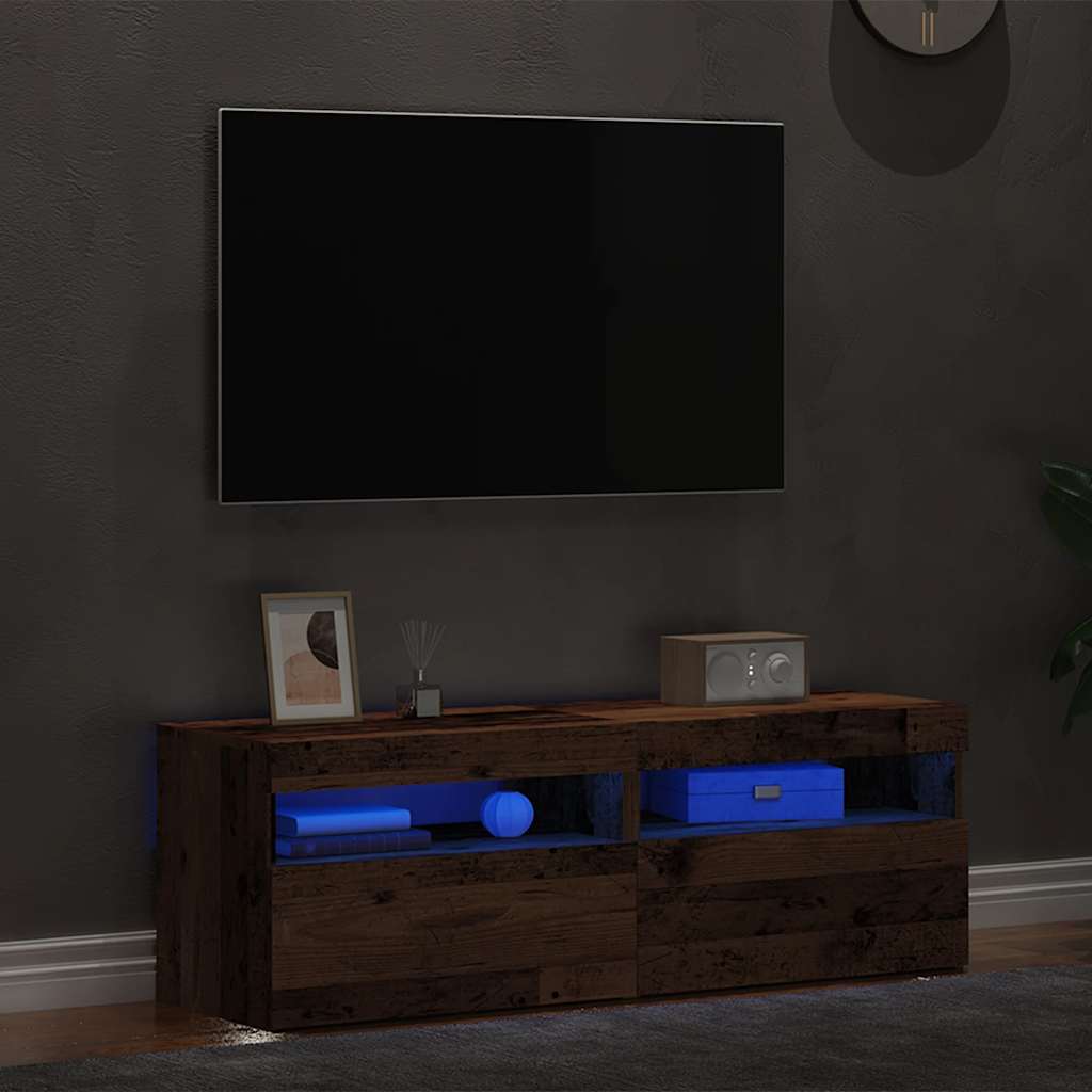 TV Cabinets with LED Lights 2 pcs Old Wood Engineered Wood