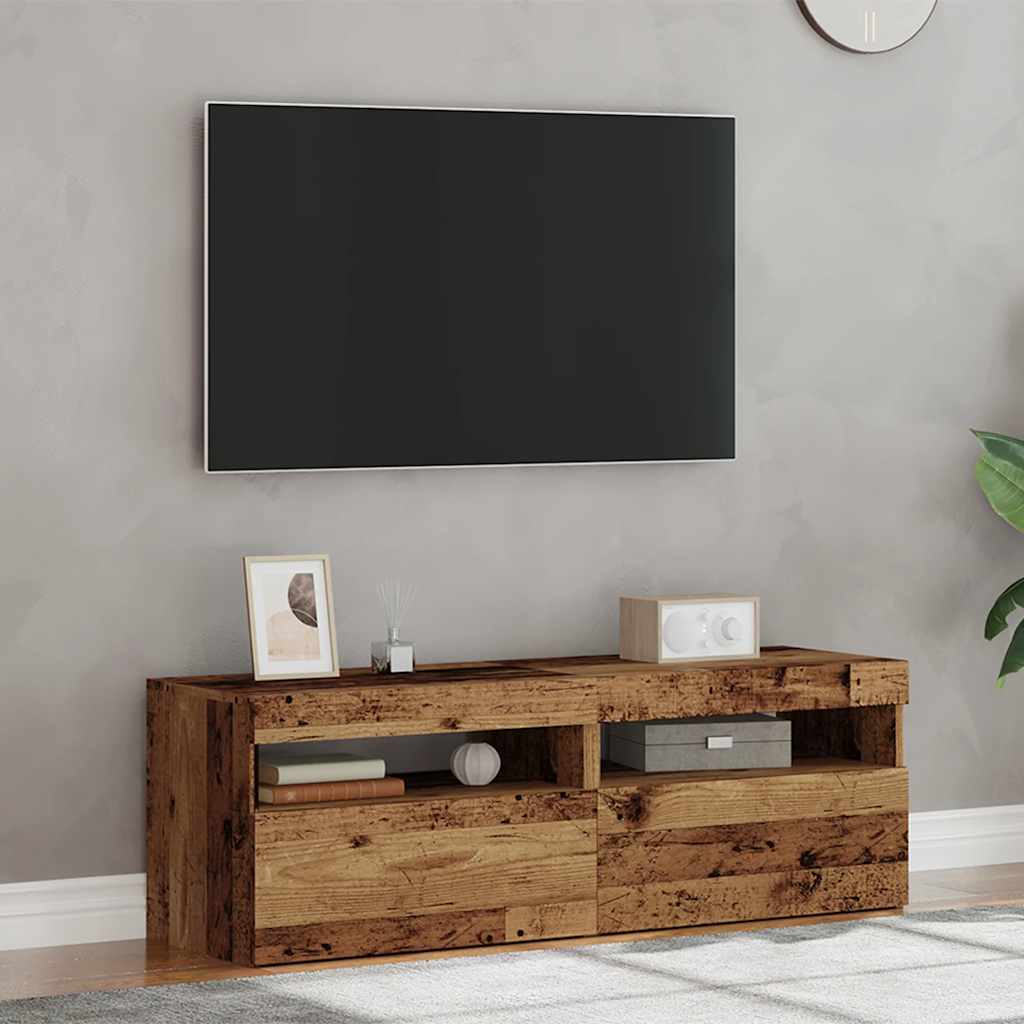 TV Cabinets with LED Lights 2 pcs Old Wood Engineered Wood