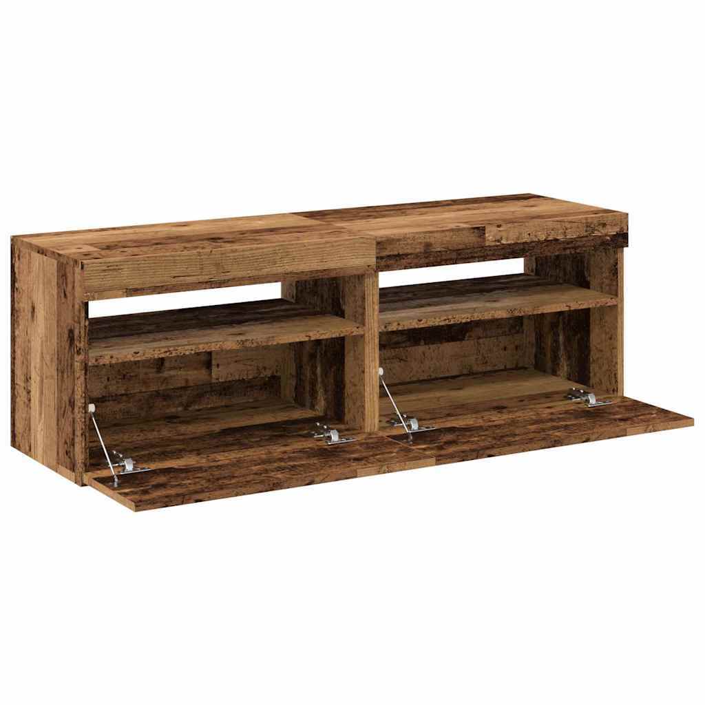 TV Cabinets with LED Lights 2 pcs Old Wood Engineered Wood