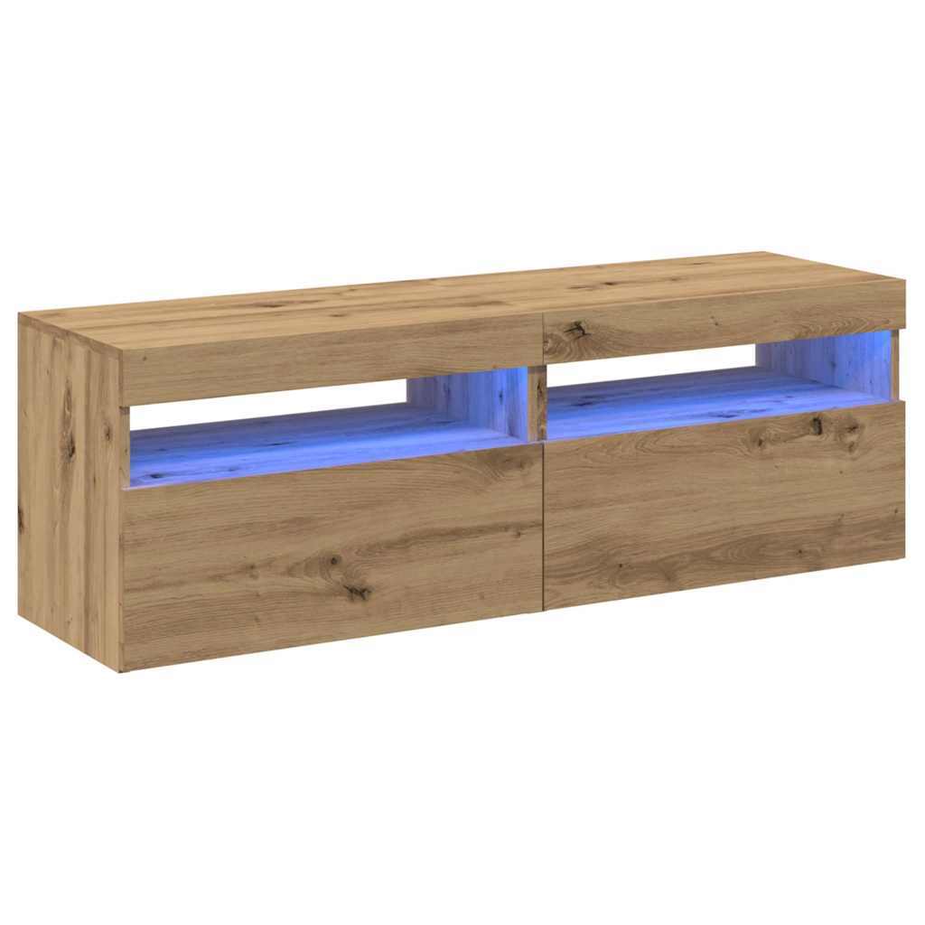 TV Cabinets with LED Lights 2 pcs Artisan Oak Engineered Wood