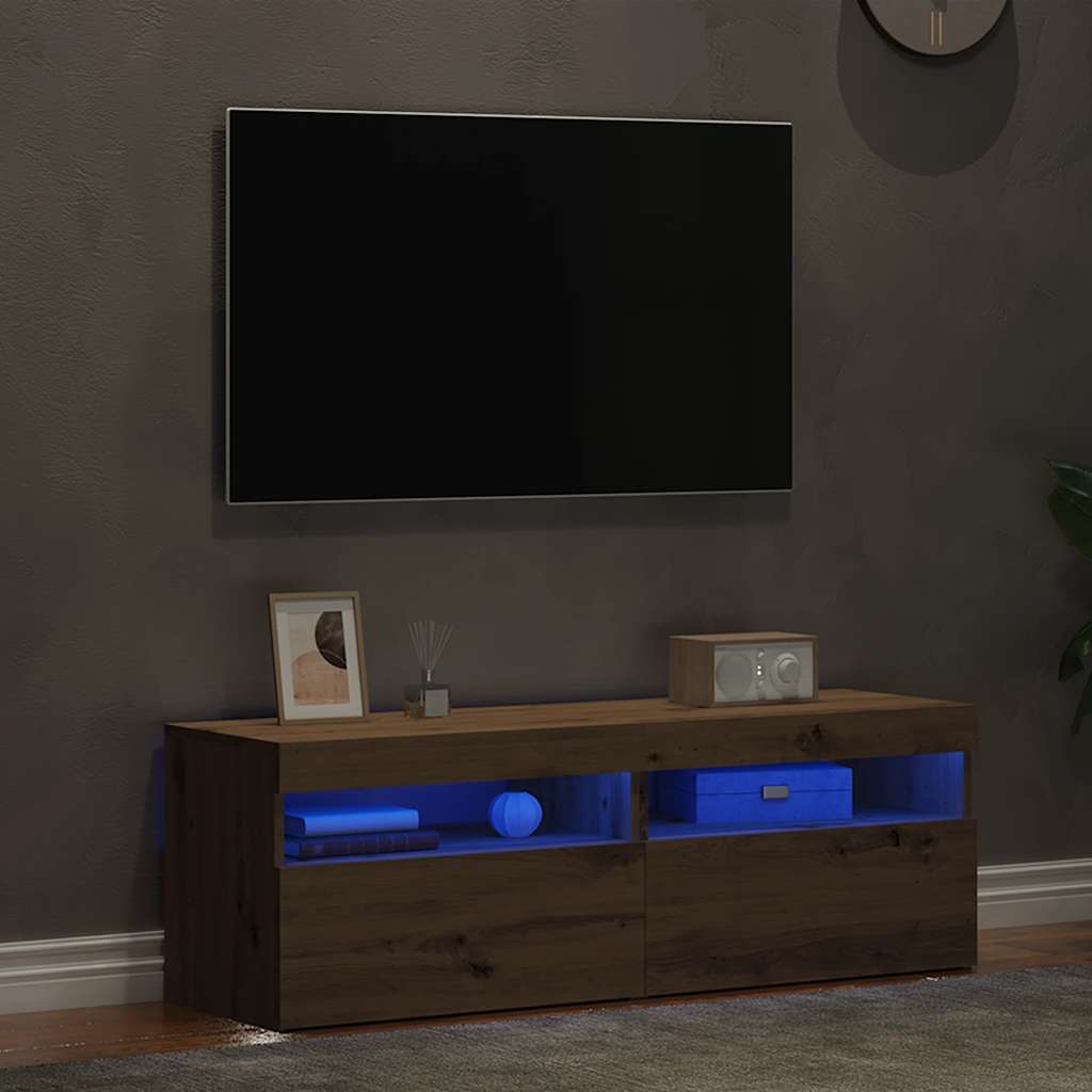 TV Cabinets with LED Lights 2 pcs Artisan Oak Engineered Wood
