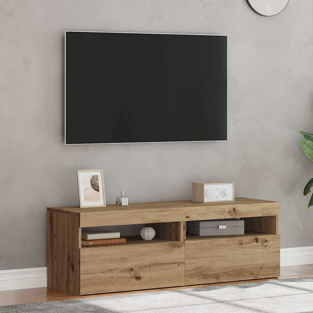 TV Cabinets with LED Lights 2 pcs Artisan Oak Engineered Wood