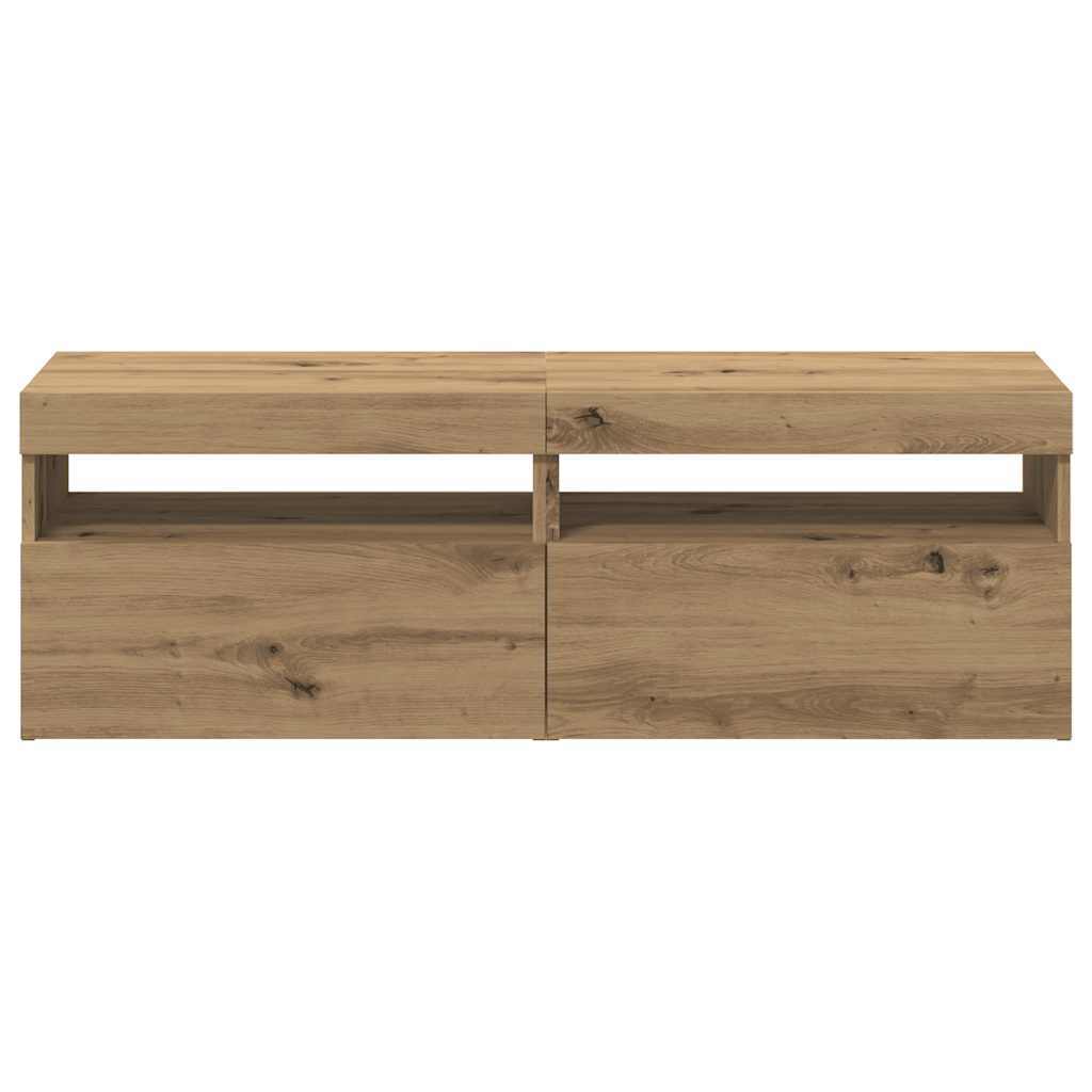 TV Cabinets with LED Lights 2 pcs Artisan Oak Engineered Wood
