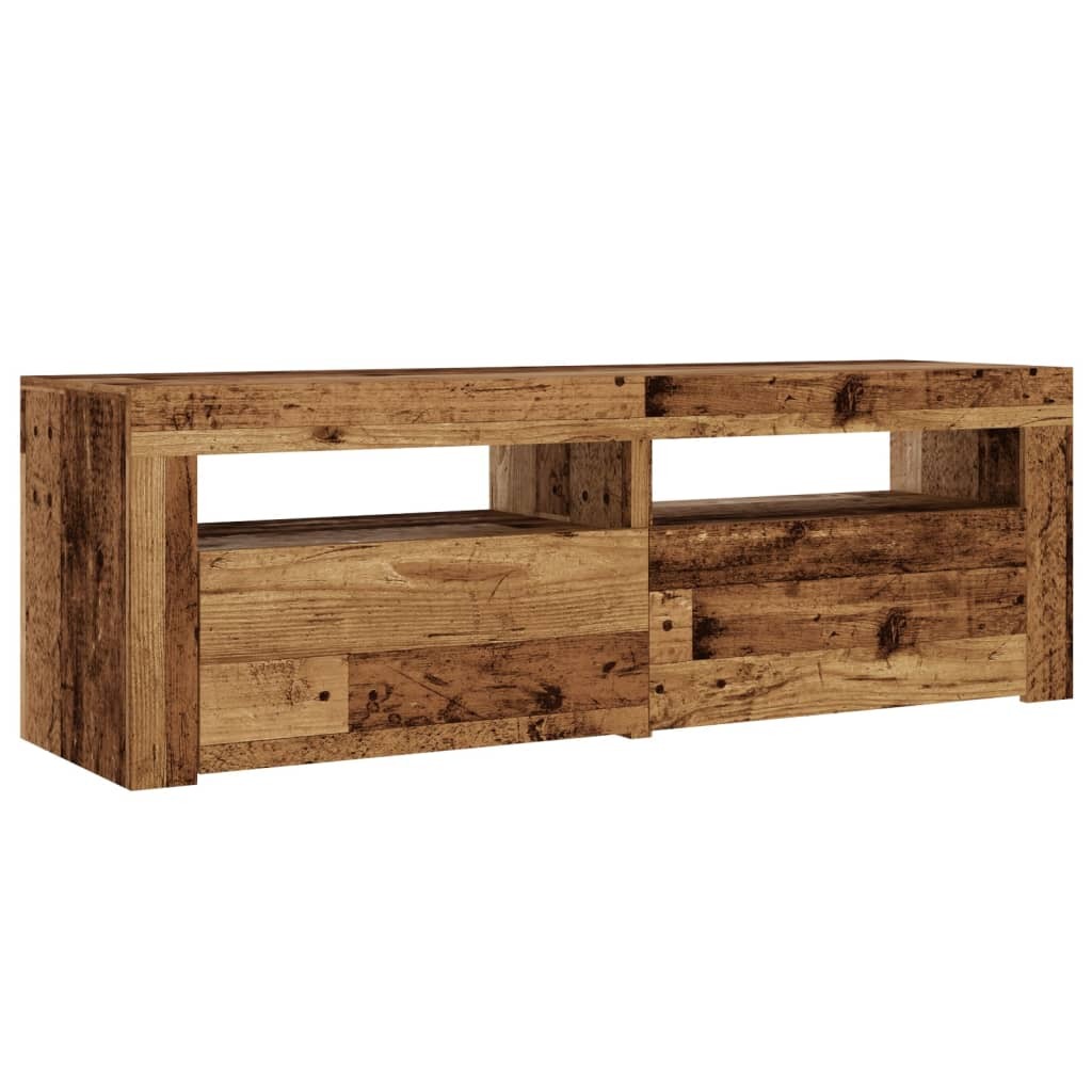 TV Cabinet with LED Lights Old Wood 120x35x40 cm Engineered Wood