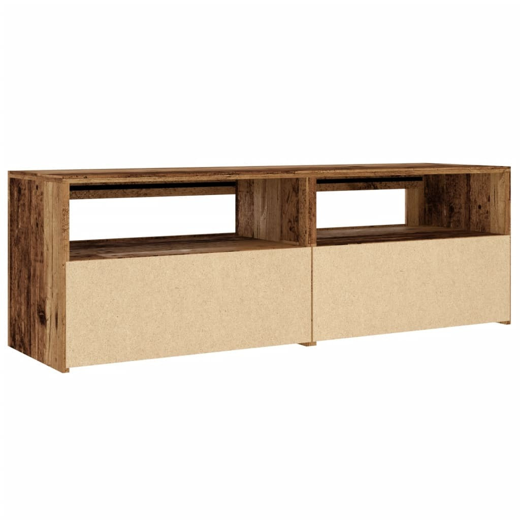 TV Cabinet with LED Lights Old Wood 120x35x40 cm Engineered Wood