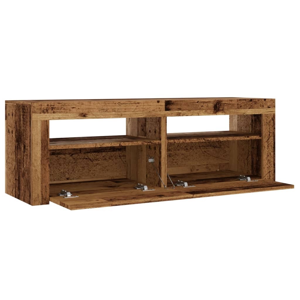 TV Cabinet with LED Lights Old Wood 120x35x40 cm Engineered Wood