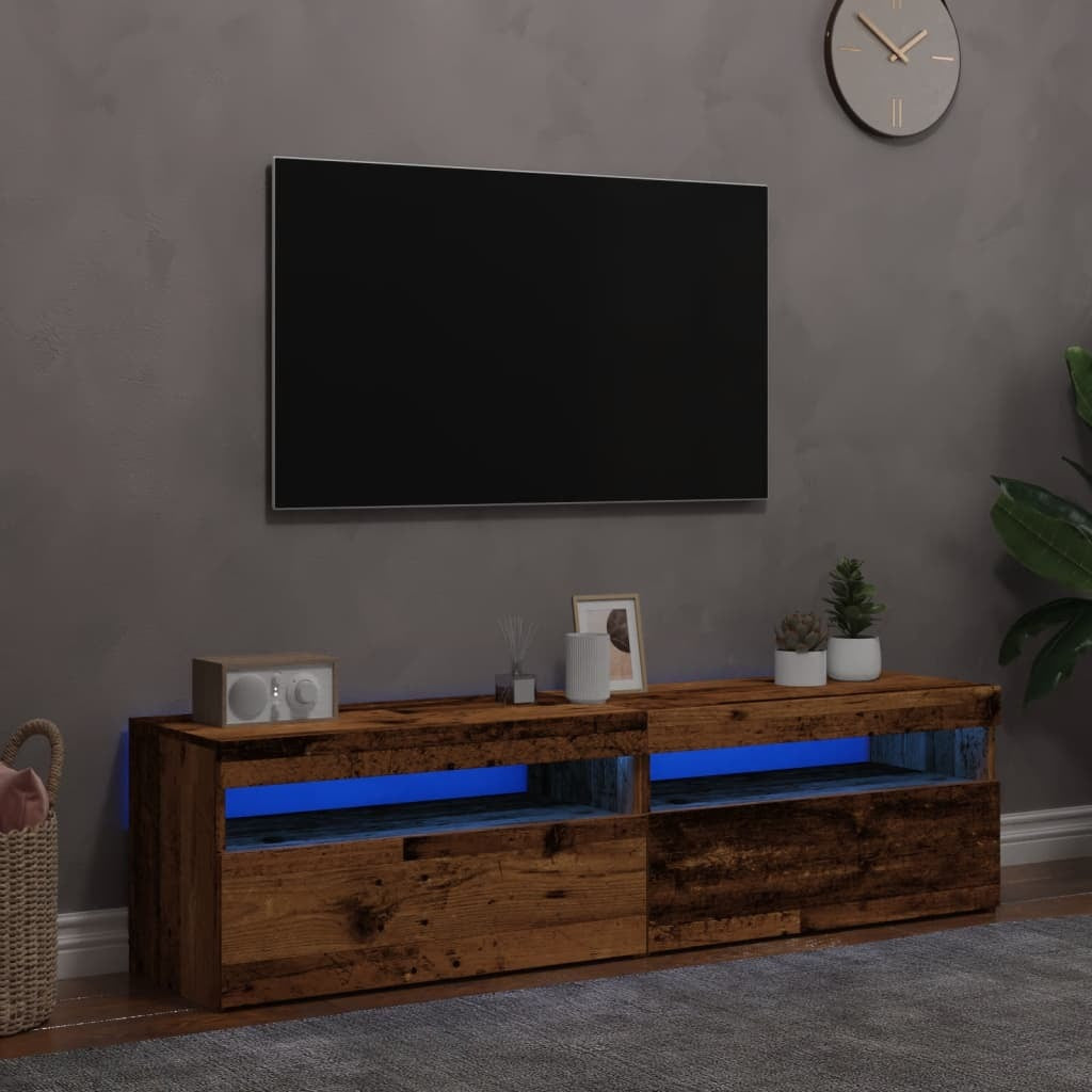 TV Cabinets with LED Lights 2 pcs Old Wood Engineered Wood
