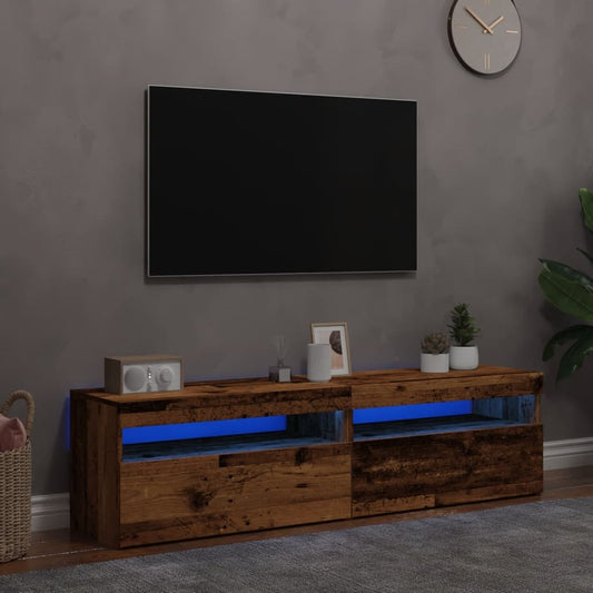 TV Cabinets with LED Lights 2 pcs Old Wood Engineered Wood