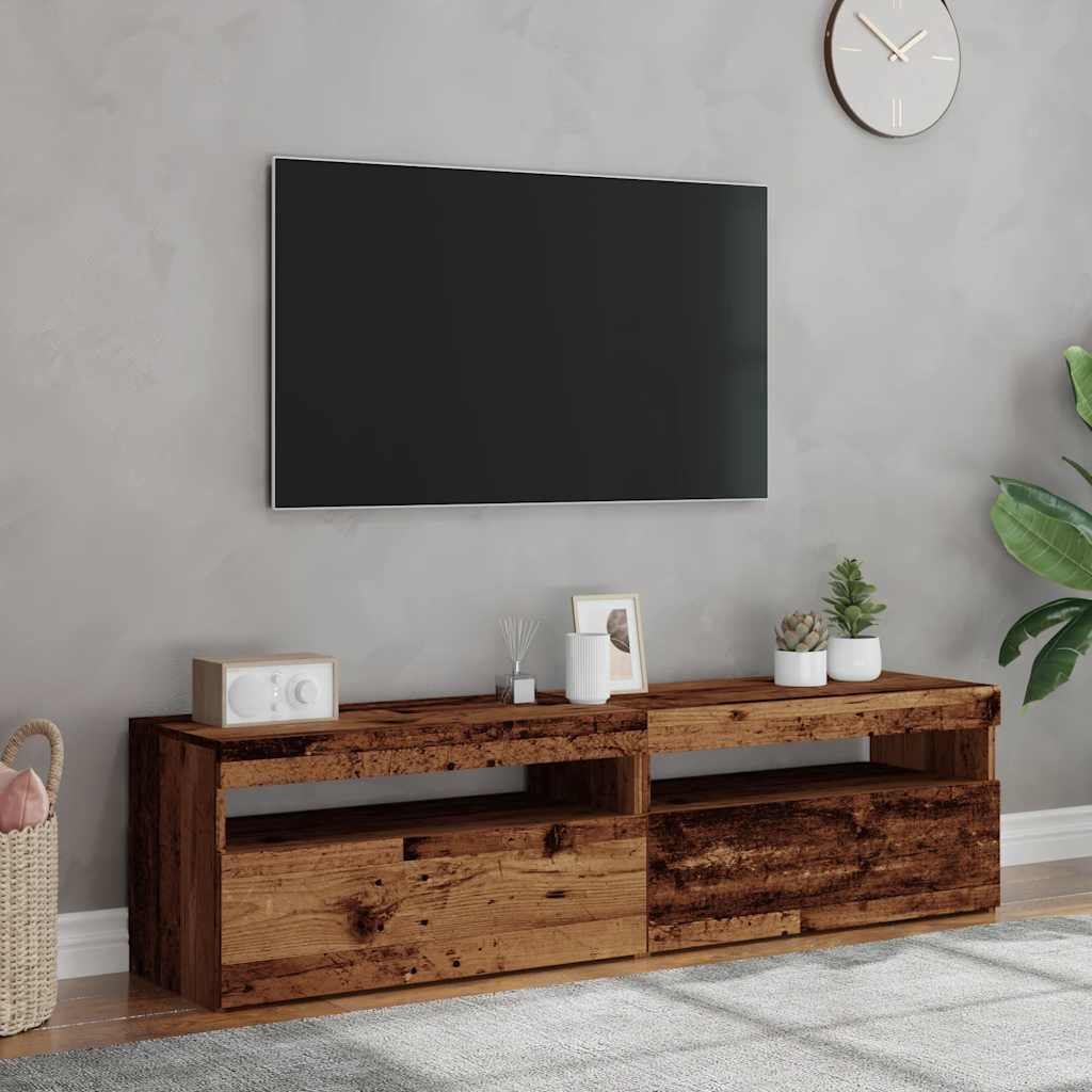 TV Cabinets with LED Lights 2 pcs Old Wood Engineered Wood