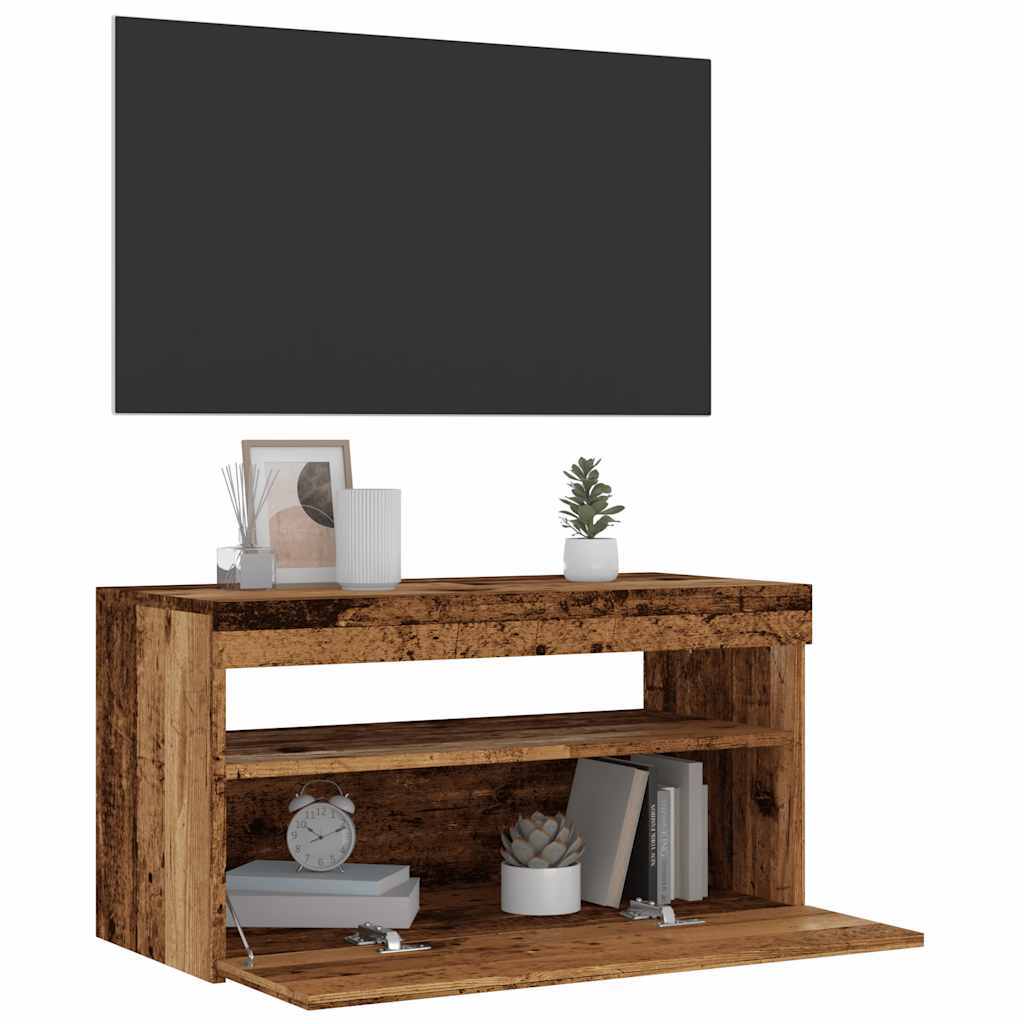 TV Cabinets with LED Lights 2 pcs Old Wood Engineered Wood