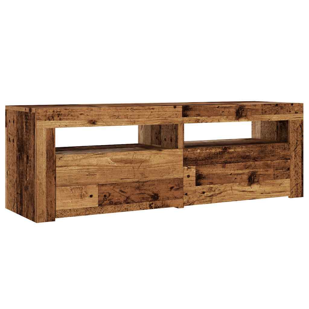 TV Cabinet with LED Lights Old Wood 120x35x40 cm Engineered Wood
