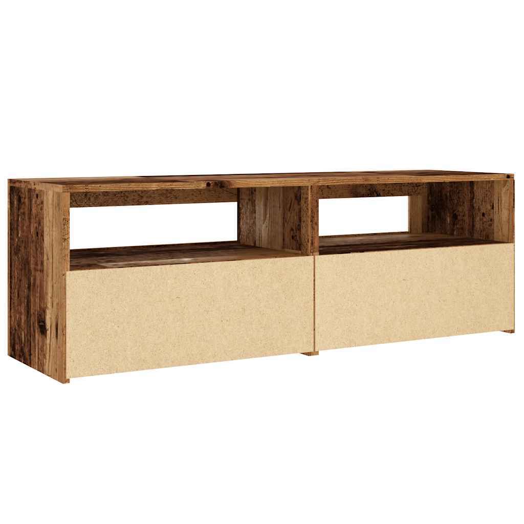 TV Cabinet with LED Lights Old Wood 120x35x40 cm Engineered Wood