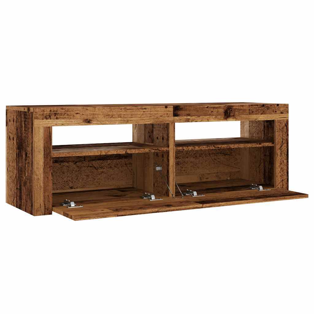 TV Cabinet with LED Lights Old Wood 120x35x40 cm Engineered Wood