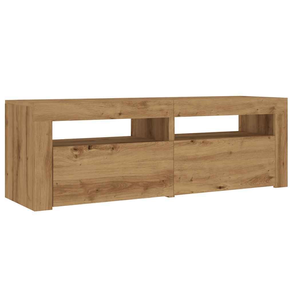 TV Cabinet with LED Lights Artisan Oak 120x35x40 cm Engineered Wood