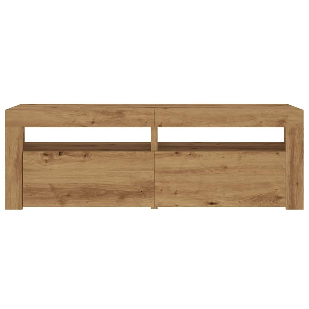 TV Cabinet with LED Lights Artisan Oak 120x35x40 cm Engineered Wood