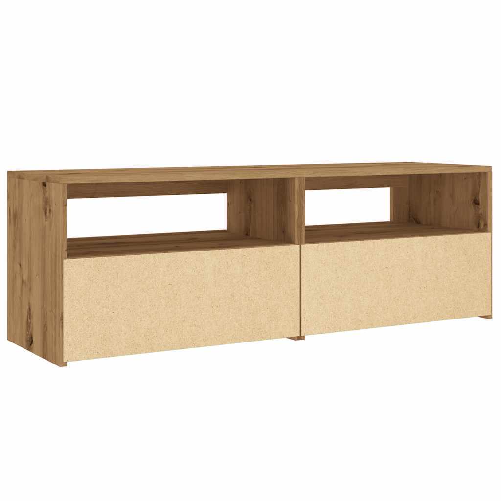 TV Cabinet with LED Lights Artisan Oak 120x35x40 cm Engineered Wood