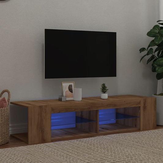 TV Cabinet with LED Lights Artisan Oak 135x39x30 cm Engineered Wood