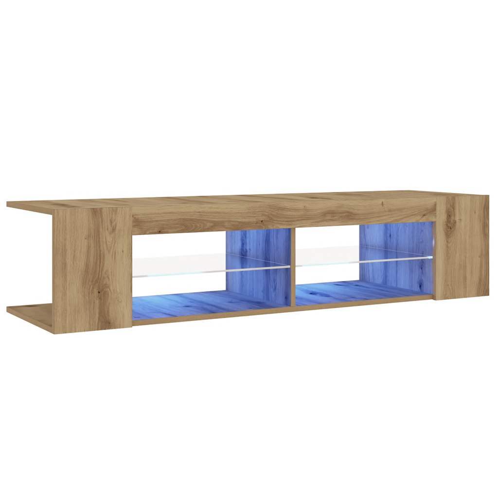TV Cabinet with LED Lights Artisan Oak 135x39x30 cm Engineered Wood