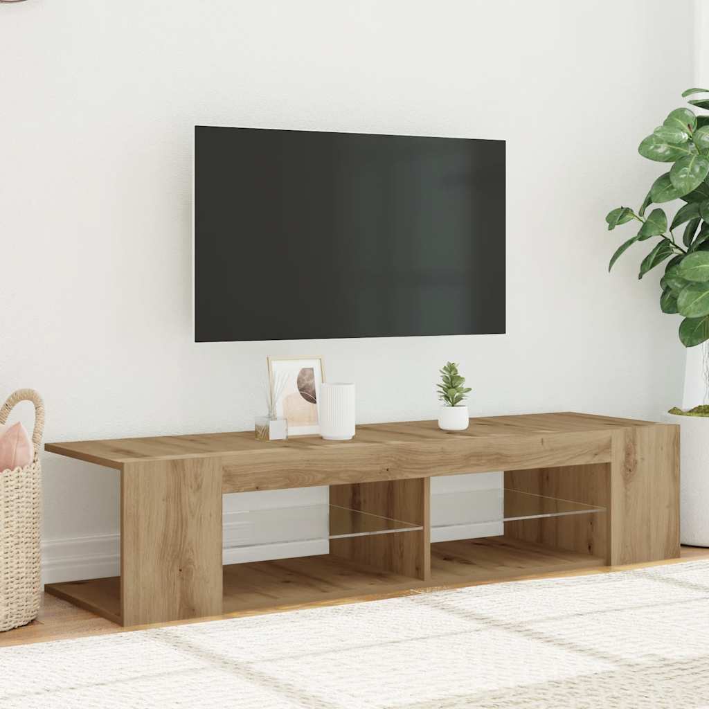TV Cabinet with LED Lights Artisan Oak 135x39x30 cm Engineered Wood