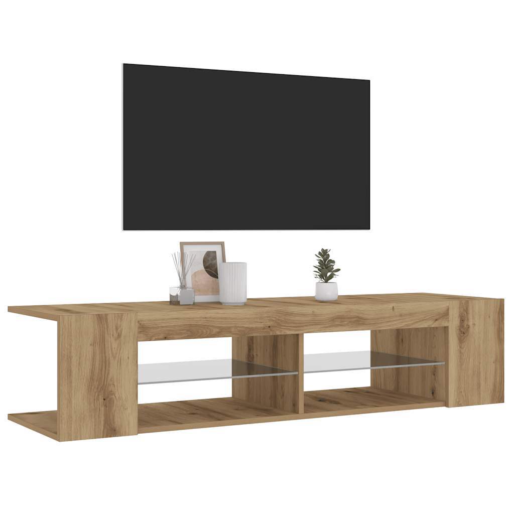 TV Cabinet with LED Lights Artisan Oak 135x39x30 cm Engineered Wood