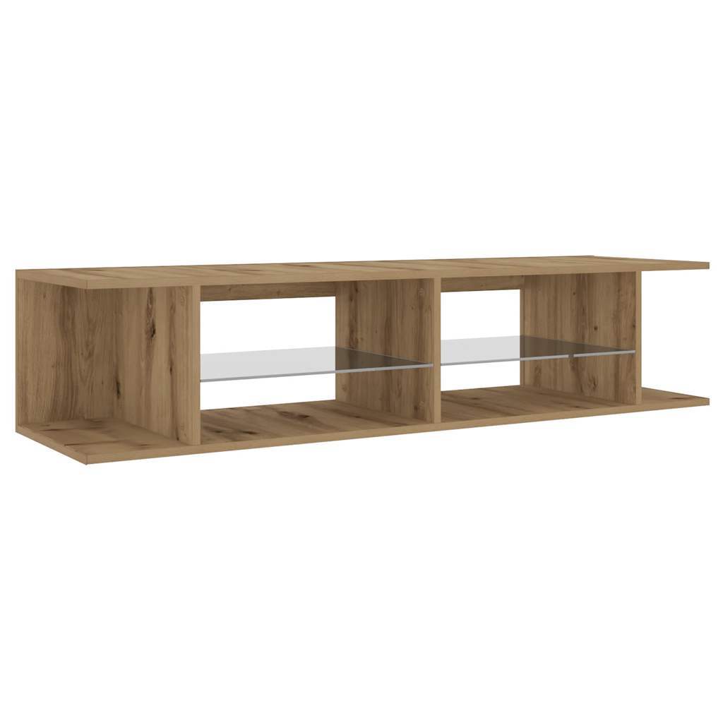 TV Cabinet with LED Lights Artisan Oak 135x39x30 cm Engineered Wood