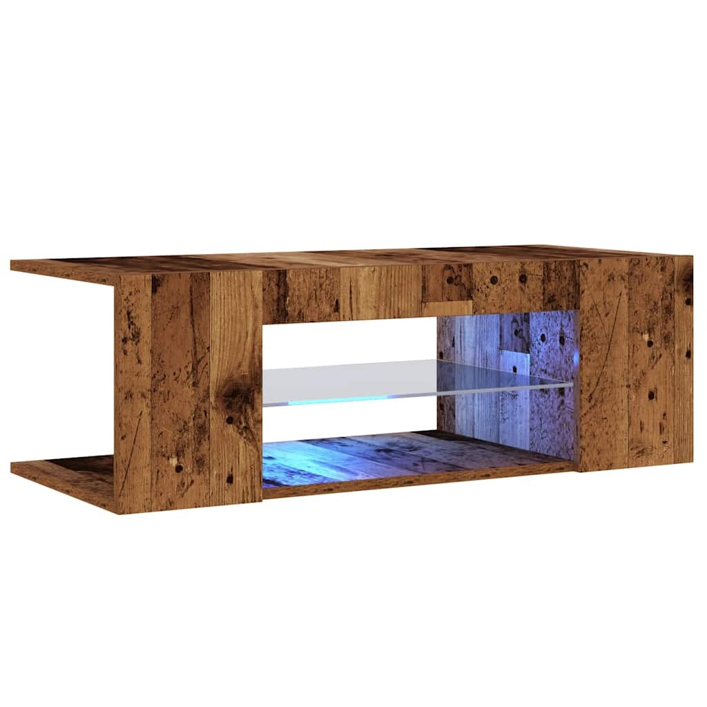 TV Cabinet with LED Lights Old Wood 90x39x30 cm Engineered Wood