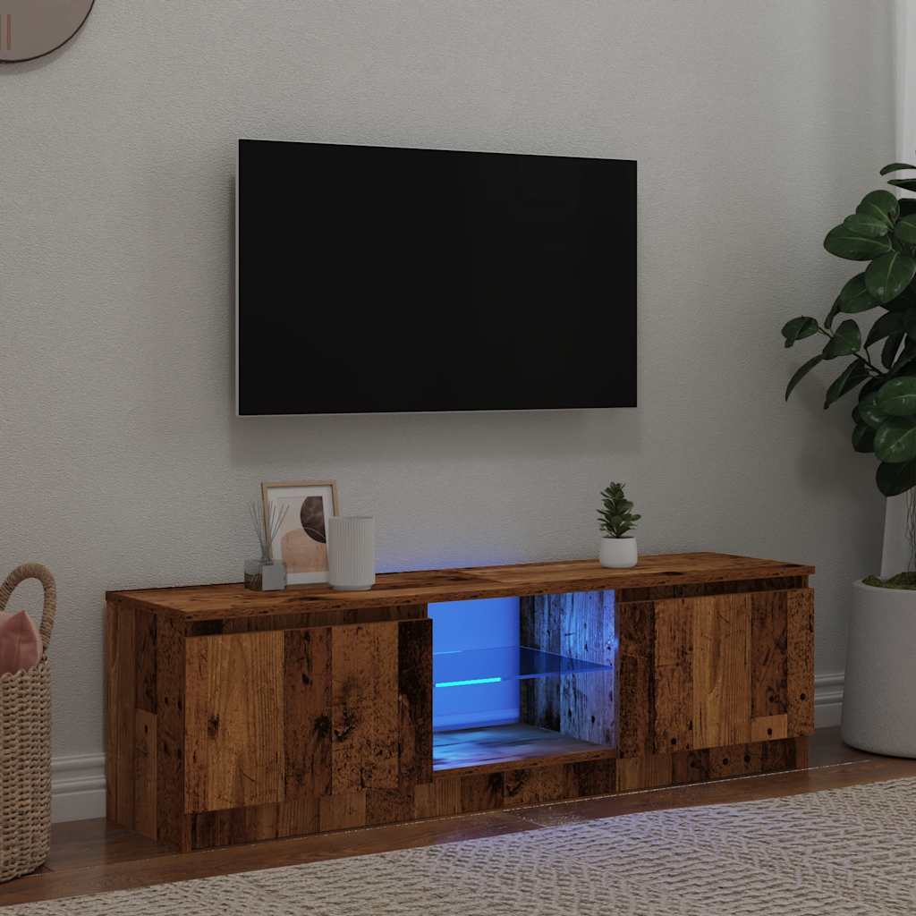TV Cabinet with LED Lights Old Wood 120x30x36 cm Engineered Wood