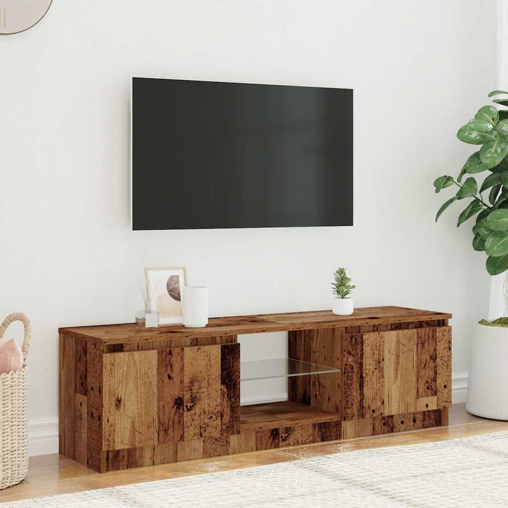 TV Cabinet with LED Lights Old Wood 120x30x36 cm Engineered Wood