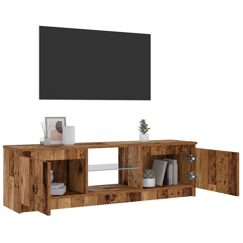 TV Cabinet with LED Lights Old Wood 120x30x36 cm Engineered Wood