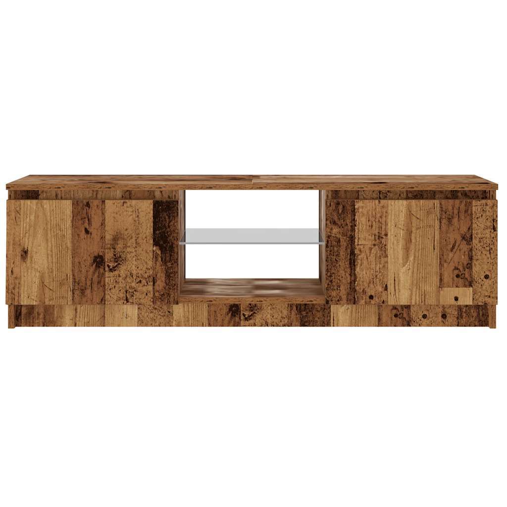 TV Cabinet with LED Lights Old Wood 120x30x36 cm Engineered Wood