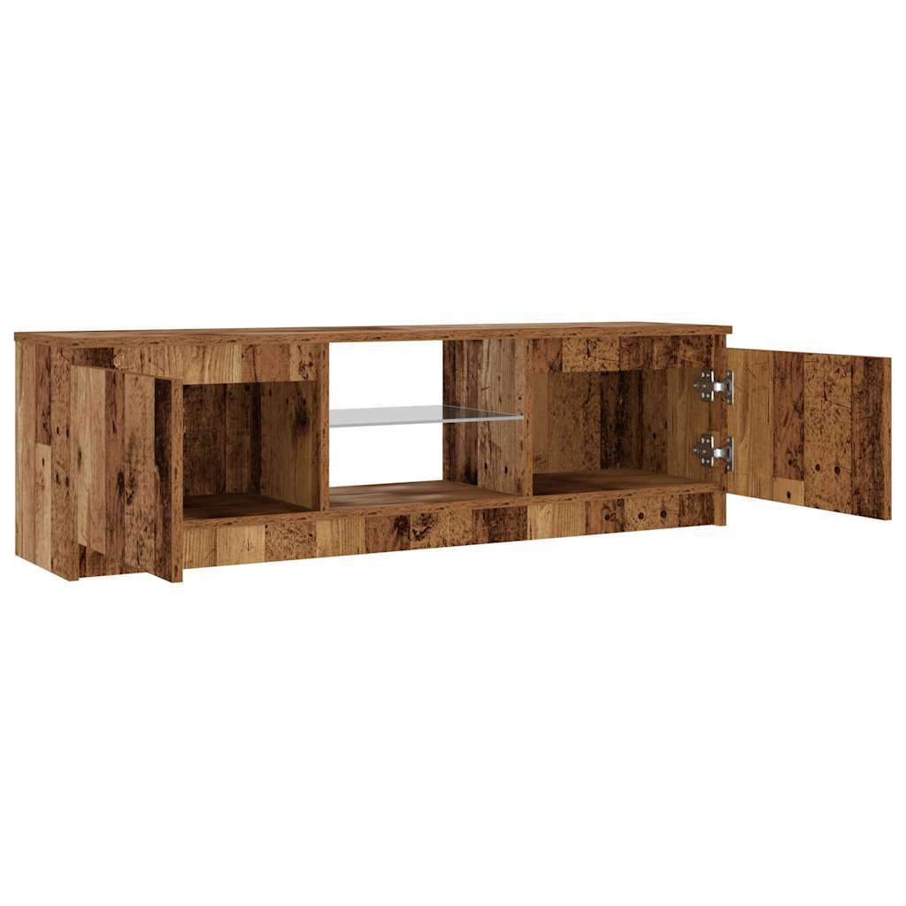TV Cabinet with LED Lights Old Wood 120x30x36 cm Engineered Wood