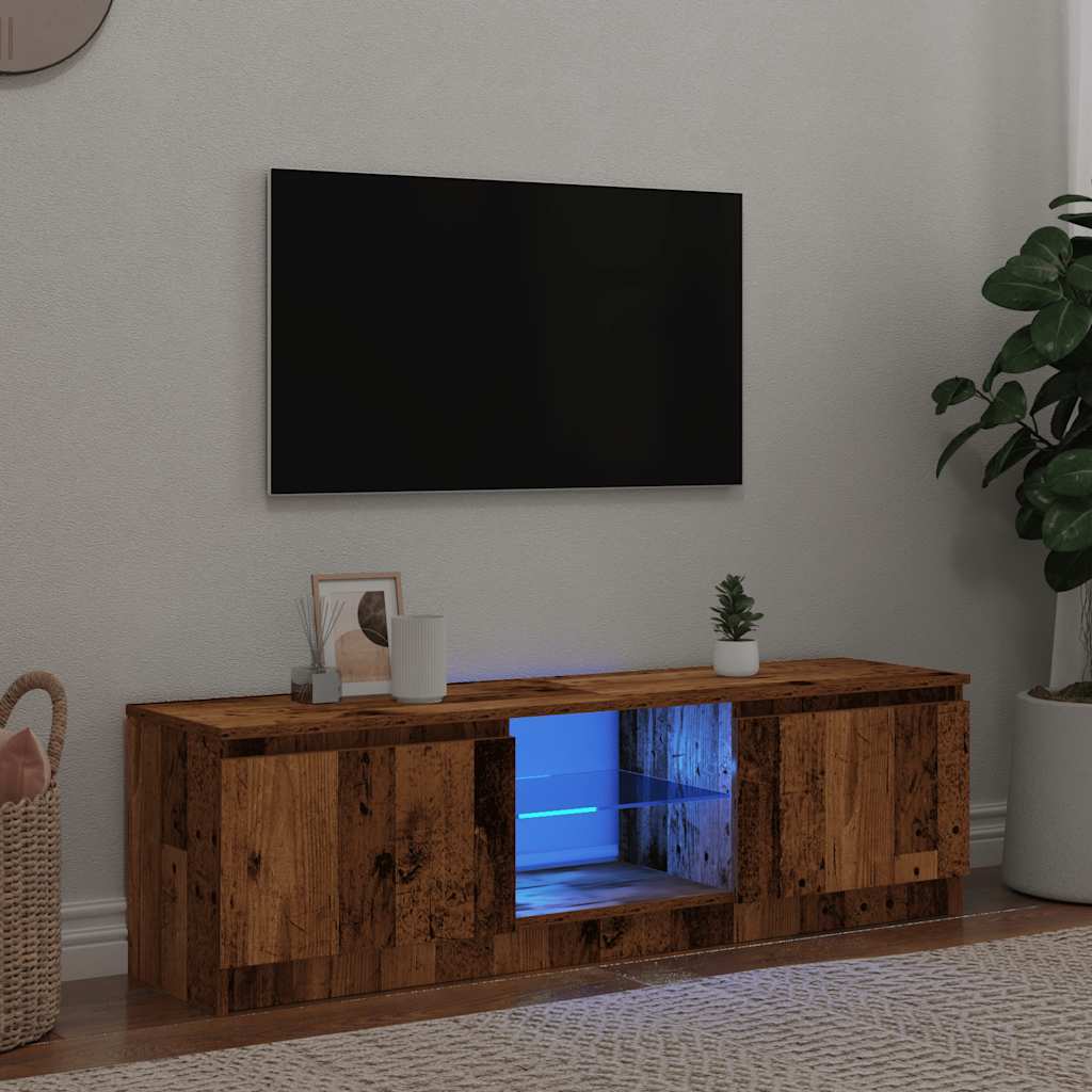 TV Cabinet with LED Lights Old Wood 140x40x36 cm Engineered Wood